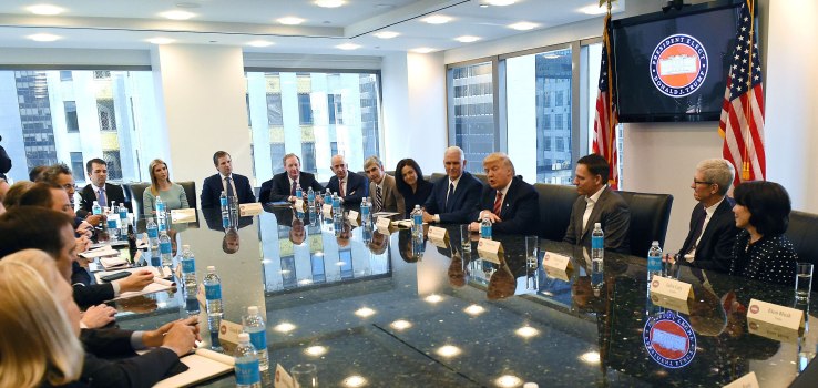 Tech CEO's meets with President-elect Donald Trump at Trump Tower December 14, 2016 in New York . / AFP / TIMOTHY A. CLARY        (Photo credit should read TIMOTHY A. CLARY/AFP/Getty Images)