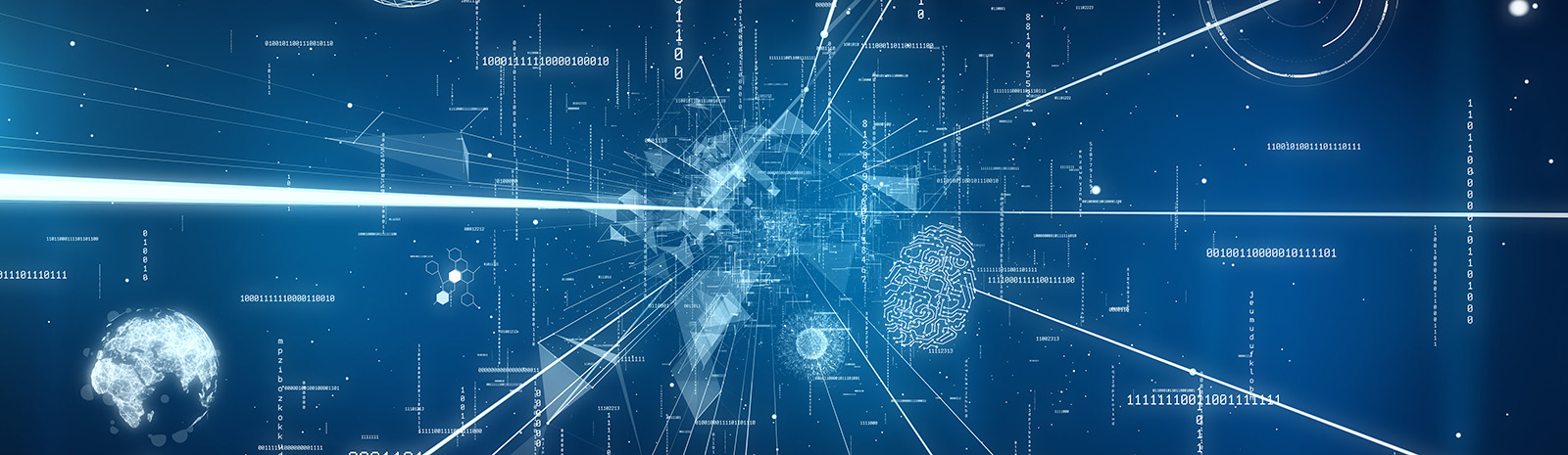 A tunnel full of energy. Strings of binary numbers symbolise data transfer. Perfectly usable for any kind of technical or computer-related topics.