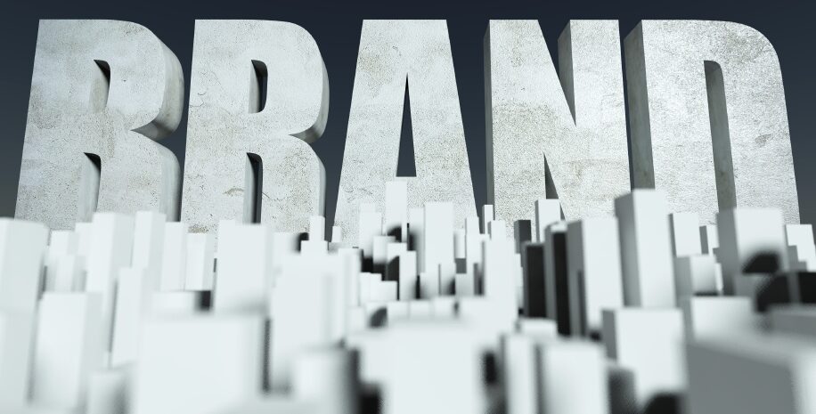 3d Brand in City concept, architectural model of cityscape