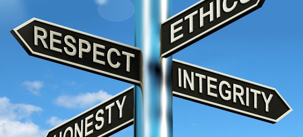 Respect Ethics Honest Integrity Signpost Meaning Good Qualities