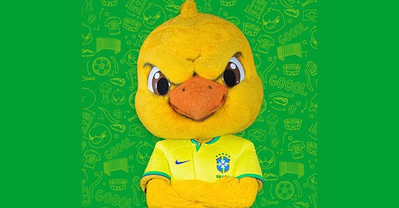 Mascote da CBF, Canarinho, será o protagonista das interações com os torcedores (Crédito: Divulgação)