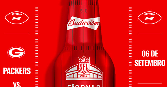 Garrafas colecionáveis da Budweiser homenageiam primeira partida da NFL no Brasil (Crédito: Divulgação)