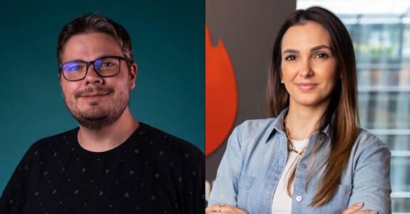 Paulo Vendramini é chief product officer e Marília Montagnoli é vice-presidente global de pessoas da Hotmart