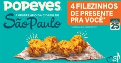 Popeyes dará filezinhos de frango no aniversário de São Paulo