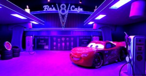 Espaço de Carros durante o Mundo Pixar em 2023 no Brasil