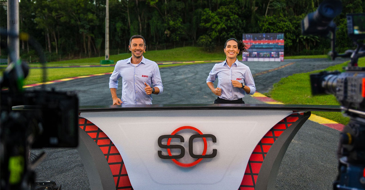 Bruno Vicari e Mariana Spinelli conscientizam sobre sedentarismo durante SportsCenter na ESPN (Crédito: Divulgação)