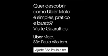 Uber provoca Prefeitura de São Paulo em campanha sobre Uber Moto